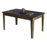 Tavolo Fisso Marrone Noce Nero Marmo 6 Posti Forma Rettangolare 145x88x75h cm, Peso Supportato 120 kg - Viverone