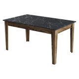 Tavolo Fisso Marrone Noce Nero Marmo 6 Posti Forma Rettangolare 145x88x75h cm, Peso Supportato 120 kg - Viverone