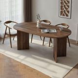 Tavolo Fisso Marrone Noce Scuro 6 Posti Forma Ovale 180x90x75h cm, Materiale Piano in Legno Nobilitato - Monterano