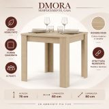 Tavolo Fisso Marrone Rovere 4 Posti Ripiano Effetto Dogato 80x80x76h cm, Forma Quadrato - Trosa