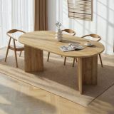 Tavolo Fisso Marrone Rovere 6 Posti Forma Ovale 180x90x75h cm, Materiale Piano in Legno Nobilitato - Monterano