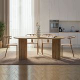 Tavolo Fisso Marrone Rovere 6 Posti Forma Ovale 180x90x75h cm, Materiale Piano in Legno Nobilitato - Monterano