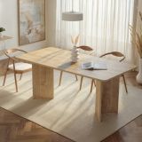Tavolo Fisso Marrone Rovere 6 Posti Forma Rettangolare 180x90x75h cm, Materiale Piano in Legno Nobilitato - Noleme