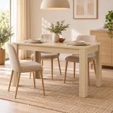 Tavolo Fisso Marrone Rovere 6 Posti Ripiano Effetto Dogato 135x80x76h cm, Forma Rettangolare - Luarca