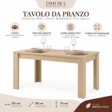 Tavolo Fisso Marrone Rovere 6 Posti Ripiano Effetto Dogato 135x80x76h cm, Forma Rettangolare - Luarca
