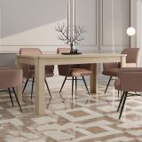 Tavolo Fisso Marrone Rovere 8 Posti Angoli Arrotondati 160x91x77h cm, Forma Rettangolare - Olgiate
