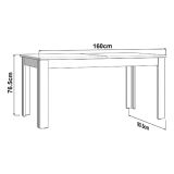 Tavolo Fisso Marrone Rovere 8 Posti Angoli Arrotondati 160x91x77h cm, Forma Rettangolare - Olgiate