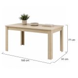 Tavolo Fisso Marrone Rovere 8 Posti Angoli Arrotondati 160x91x77h cm, Forma Rettangolare - Olgiate