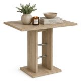Tavolo Fisso Marrone Rovere Grigio 4 Posti Dettagli in Metallo 76x76x74h cm, Forma Quadrato - Livala