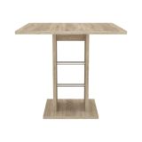 Tavolo Fisso Marrone Rovere Grigio 4 Posti Dettagli in Metallo 76x76x74h cm, Forma Quadrato - Livala