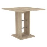 Tavolo Fisso Marrone Rovere Grigio 4 Posti Dettagli in Metallo 76x76x74h cm, Forma Quadrato - Livala