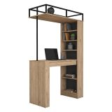 Tavolo Fisso Marrone Rovere Nero 2 Posti Ideale per bar e Open Space 120x56x199h cm, Forma Rettangolare - Ezzelini
