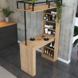 Tavolo Fisso Marrone Rovere Nero 2 Posti Ideale per bar e Open Space 120x56x199h cm, Forma Rettangolare - Ezzelini