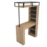Tavolo Fisso Marrone Rovere Nero 2 Posti Ideale per bar e Open Space 120x56x199h cm, Forma Rettangolare - Ezzelini