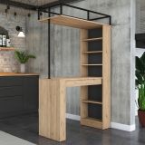 Tavolo Fisso Marrone Rovere Nero 2 Posti Ideale per bar e Open Space 120x56x199h cm, Forma Rettangolare - Ezzelini