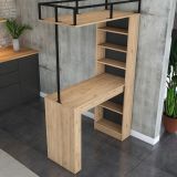 Tavolo Fisso Marrone Rovere Nero 2 Posti Ideale per bar e Open Space 120x56x199h cm, Forma Rettangolare - Ezzelini