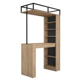 Tavolo Fisso Marrone Rovere Nero 2 Posti Ideale per bar e Open Space 120x56x199h cm, Forma Rettangolare - Ezzelini