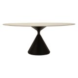 Tavolo Fisso Marrone Rovere Nero 4 Posti Forma Ovale 180x90x73h cm, Sfumatura Colore Struttura Rovere - Baleha