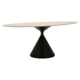 Tavolo Fisso Marrone Rovere Nero 4 Posti Forma Ovale 180x90x73h cm, Sfumatura Colore Struttura Rovere - Baleha