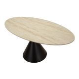 Tavolo Fisso Marrone Rovere Nero 4 Posti Forma Ovale 180x90x73h cm, Sfumatura Colore Struttura Rovere - Baleha