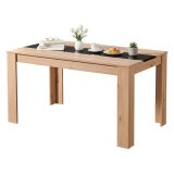 Tavolo Fisso Marrone Rovere Nero 6 Posti Forma Rettangolare 135x80.5x74.5h cm, Colore Struttura Nero - Simala