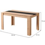 Tavolo Fisso Marrone Rovere Nero 6 Posti Forma Rettangolare 135x80.5x74.5h cm, Colore Struttura Nero - Simala