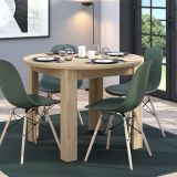 Tavolo Fisso Marrone Rovere Nodi 4 Posti Forma Rotondo 106.5x106.5x76.5h cm, Materiale Piano in Legno Nobilitato - Gorlago