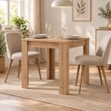 Tavolo Fisso Marrone Rovere Nodi 4 Posti Ripiano Effetto Dogato 80x80x76h cm, Forma Quadrato - Trosa