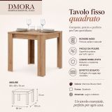 Tavolo Fisso Marrone Rovere Nodi 4 Posti Ripiano Effetto Dogato 80x80x76h cm, Forma Quadrato - Trosa