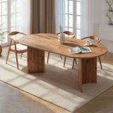Tavolo Fisso Marrone Rovere Nodi 6 Posti Forma Ovale 200x90x75h cm, Materiale Piano in Legno Nobilitato - Nofalota