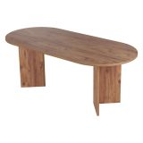 Tavolo Fisso Marrone Rovere Nodi 6 Posti Forma Ovale 200x90x75h cm, Materiale Piano in Legno Nobilitato - Nofalota