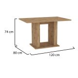 Tavolo Fisso Marrone Rovere Nodi 6 Posti Forma Rettangolare 120x80x74h cm, Sfumatura Colore Struttura Rovere Nodi - Litenane
