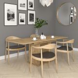 Tavolo Fisso Marrone Rovere Nodi 6 Posti Forma Rettangolare 150x90x77h cm, Sfumatura Colore Struttura Rovere Nodi - Lisato