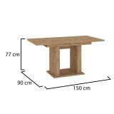 Tavolo Fisso Marrone Rovere Nodi 6 Posti Forma Rettangolare 150x90x77h cm, Sfumatura Colore Struttura Rovere Nodi - Lisato