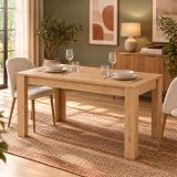 Tavolo Fisso Marrone Rovere Nodi 6 Posti Ripiano Effetto Dogato 135x80x76h cm, Forma Rettangolare - Luarca
