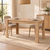 Tavolo Fisso Marrone Rovere Nodi 6 Posti Ripiano Effetto Dogato 135x80x76h cm, Forma Rettangolare - Luarca