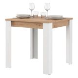 Tavolo Fisso Marrone Rovere Nodi Bianco 4 Posti Ripiano Effetto Dogato 80x80x76h cm, Forma Quadrato - Trosa