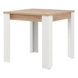 Tavolo Fisso Marrone Rovere Nodi Bianco 4 Posti Ripiano Effetto Dogato 80x80x76h cm, Forma Quadrato - Trosa