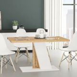Tavolo Fisso Marrone Rovere Nodi Bianco 6 Posti Forma Rettangolare 138x90x76h cm, Sfumatura Colore Struttura Rovere Nodi - Livani