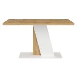 Tavolo Fisso Marrone Rovere Nodi Bianco 6 Posti Forma Rettangolare 138x90x76h cm, Sfumatura Colore Struttura Rovere Nodi - Livani
