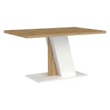 Tavolo Fisso Marrone Rovere Nodi Bianco 6 Posti Forma Rettangolare 138x90x76h cm, Sfumatura Colore Struttura Rovere Nodi - Livani