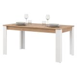 Tavolo Fisso Marrone Rovere Nodi Bianco 6 Posti Ripiano Effetto Dogato 135x80x76h cm, Forma Rettangolare - Luarca