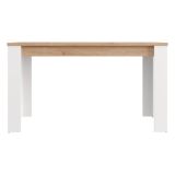 Tavolo Fisso Marrone Rovere Nodi Bianco 6 Posti Ripiano Effetto Dogato 135x80x76h cm, Forma Rettangolare - Luarca