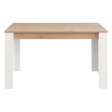 Tavolo Fisso Marrone Rovere Nodi Bianco 6 Posti Ripiano Effetto Dogato 135x80x76h cm, Forma Rettangolare - Luarca