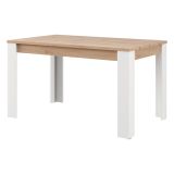 Tavolo Fisso Marrone Rovere Nodi Bianco 6 Posti Ripiano Effetto Dogato 135x80x76h cm, Forma Rettangolare - Luarca