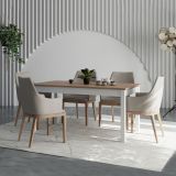 Tavolo Fisso Marrone Rovere Nodi Bianco Opaco 8 Posti Forma Rettangolare 160x80x77h cm, Sfumatura Colore Struttura Rovere Nodi - Senn