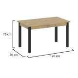 Tavolo Fisso Marrone Rovere Nodi Nero 6 Posti Forma Rettangolare 120x70x76h cm, Sfumatura Colore Struttura Rovere Nodi - Litabana