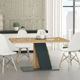 Tavolo Fisso Marrone Rovere Nodi Nero Antracite 6 Posti Forma Rettangolare 138x90x76h cm, Sfumatura Colore Struttura Rovere Nodi - Livani