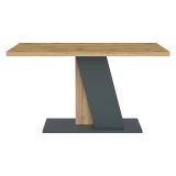 Tavolo Fisso Marrone Rovere Nodi Nero Antracite 6 Posti Forma Rettangolare 138x90x76h cm, Sfumatura Colore Struttura Rovere Nodi - Livani