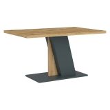 Tavolo Fisso Marrone Rovere Nodi Nero Antracite 6 Posti Forma Rettangolare 138x90x76h cm, Sfumatura Colore Struttura Rovere Nodi - Livani